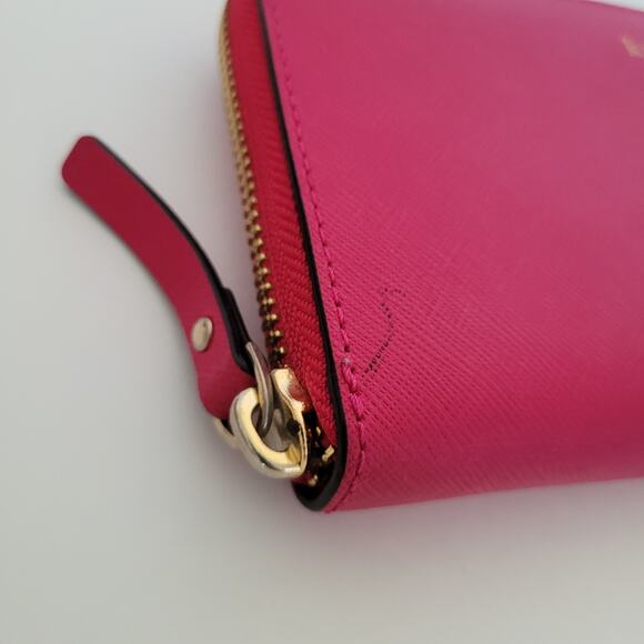 Kate Spade Wallet Clutch Accordion Geniue Cow Saffiano Leather Zip Around Pink - Picture 13 of 13